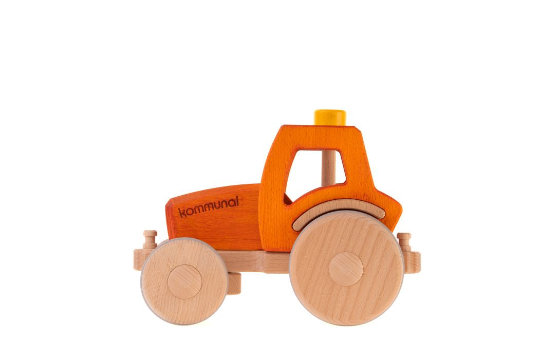 dynamiko-hans-kommunaltraktor-orange-holztraktor-lenkbar image 2