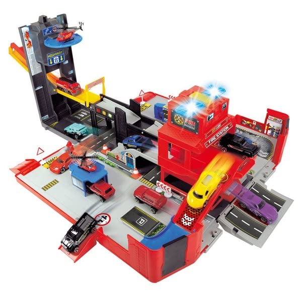 dickie-sos-folding-fire-truck-feuerwehrstation-mit-sound image 3