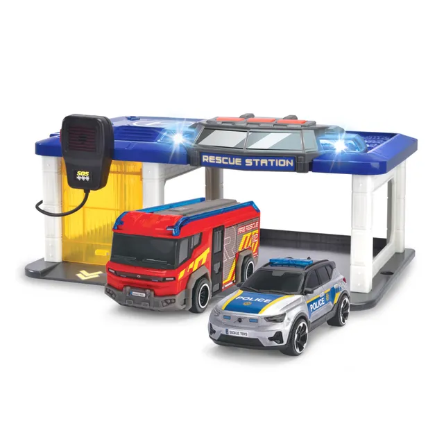 dickie-toys-sos-rescue-auto-station-feuerwehr-polizei-mit-autos image 1