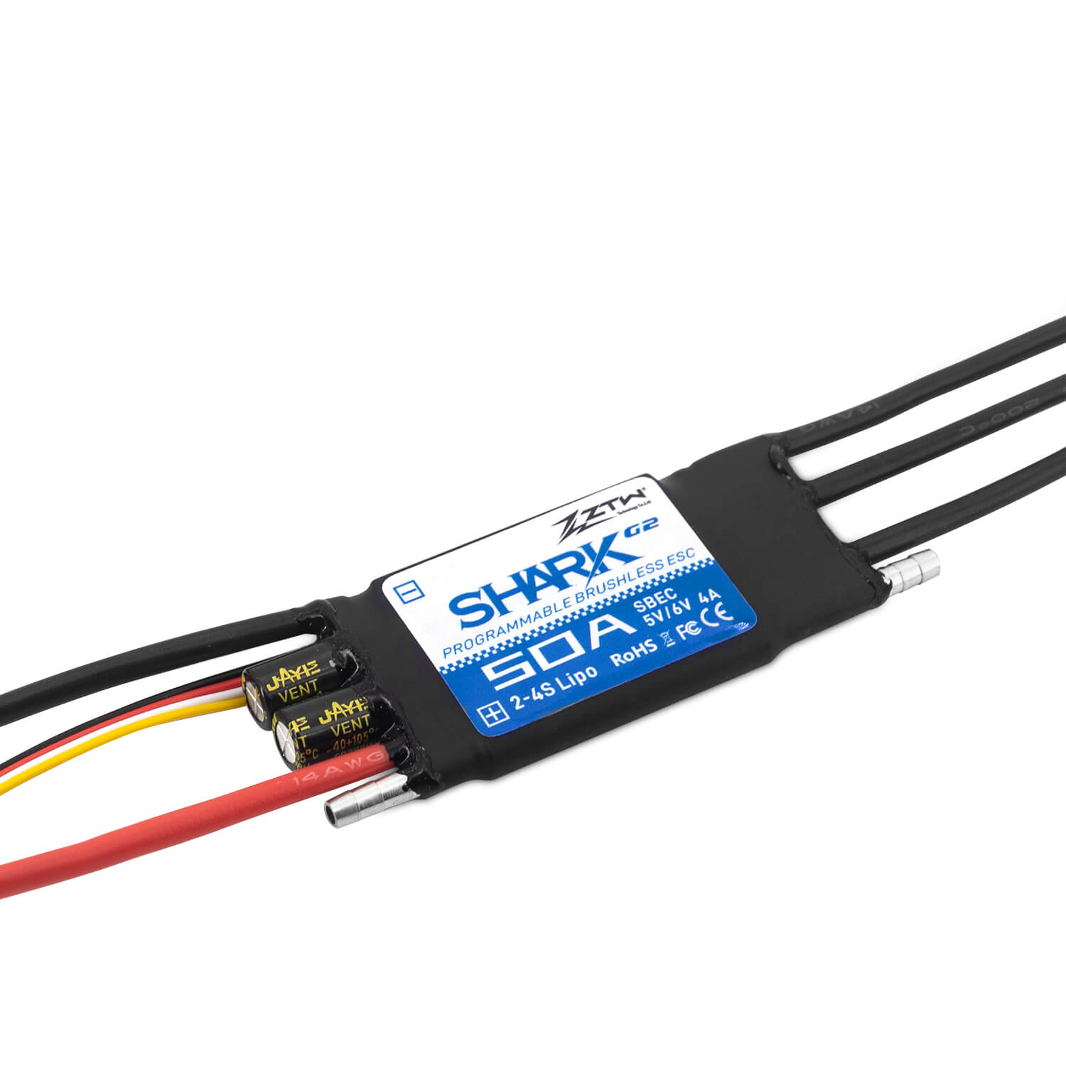 ztw-shark-g2-50a-esc-regler-2-4s-boot-sbec-ohne-stecker image 1