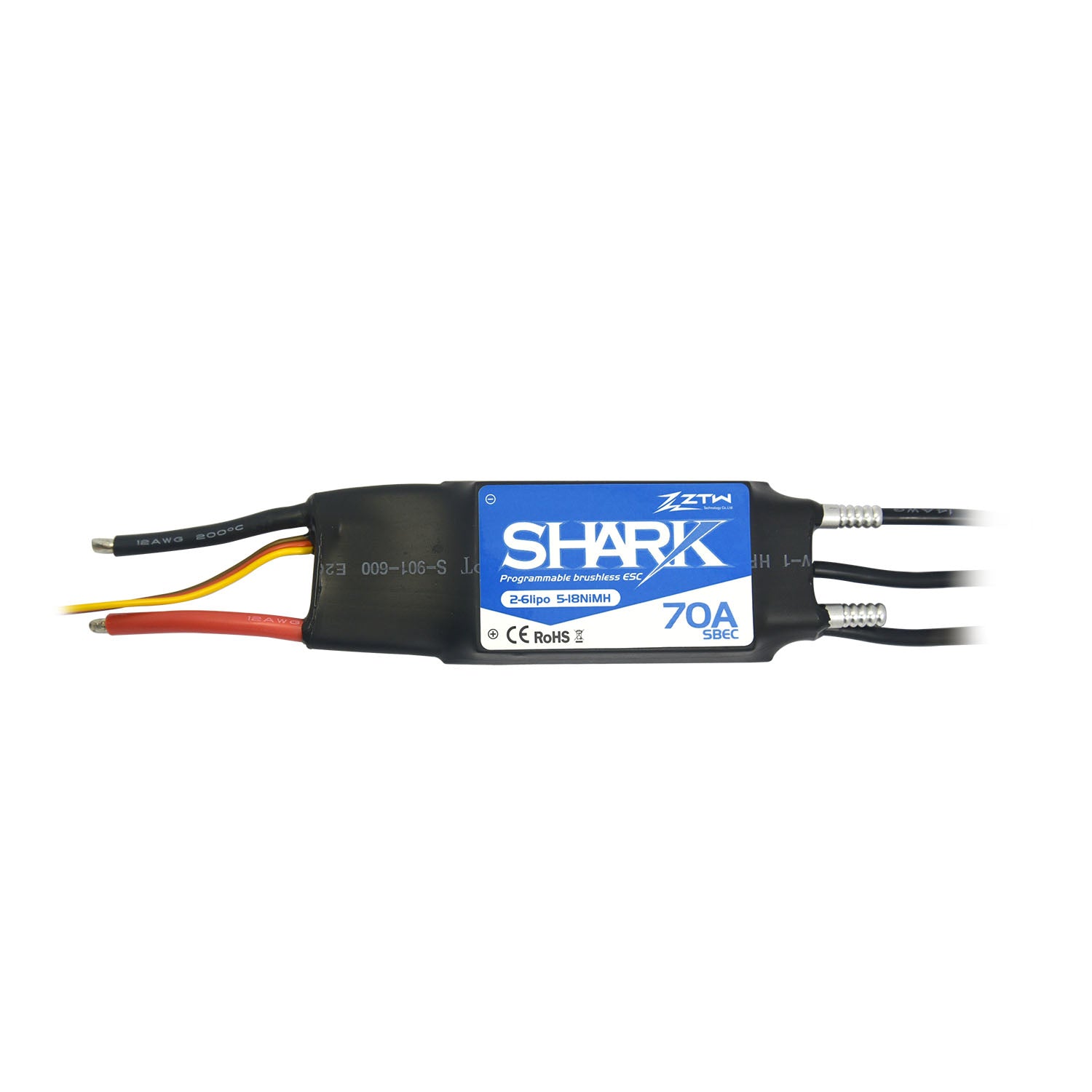 ztw-shark-70a-fahrtregler-2-6s-boot-bec-wasserdicht image 2