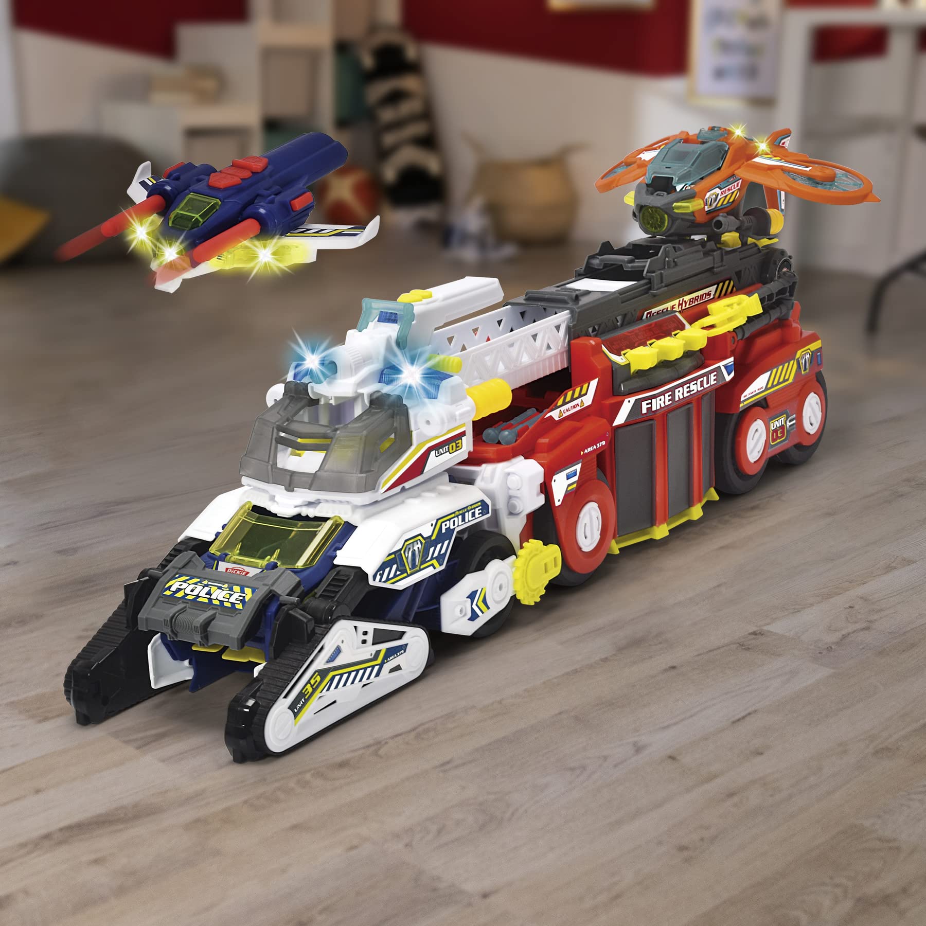 dickie-sos-rescue-hybrids-police-bot-polizeiauto-35-cm-mit-sound image 6