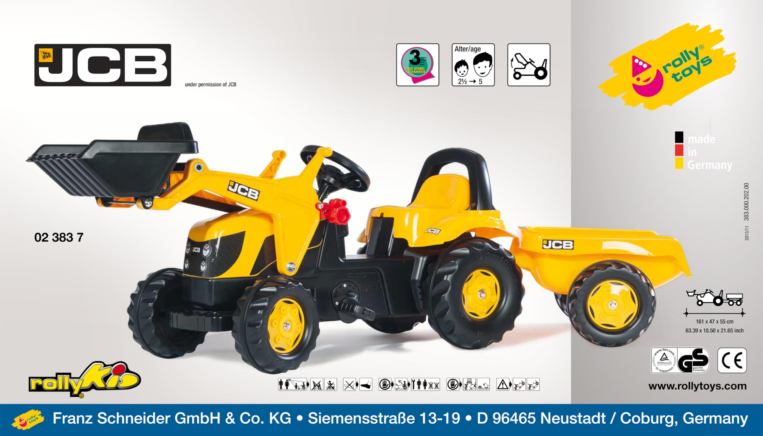 rolly-toys-rollykid-jcb-trettraktor-mit-lader-und-anh-nger image 4