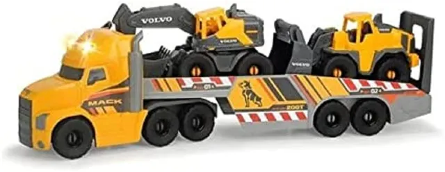 dickie-go-real-volvo-mack-truck-lkw-70cm-mit-bagger image 1