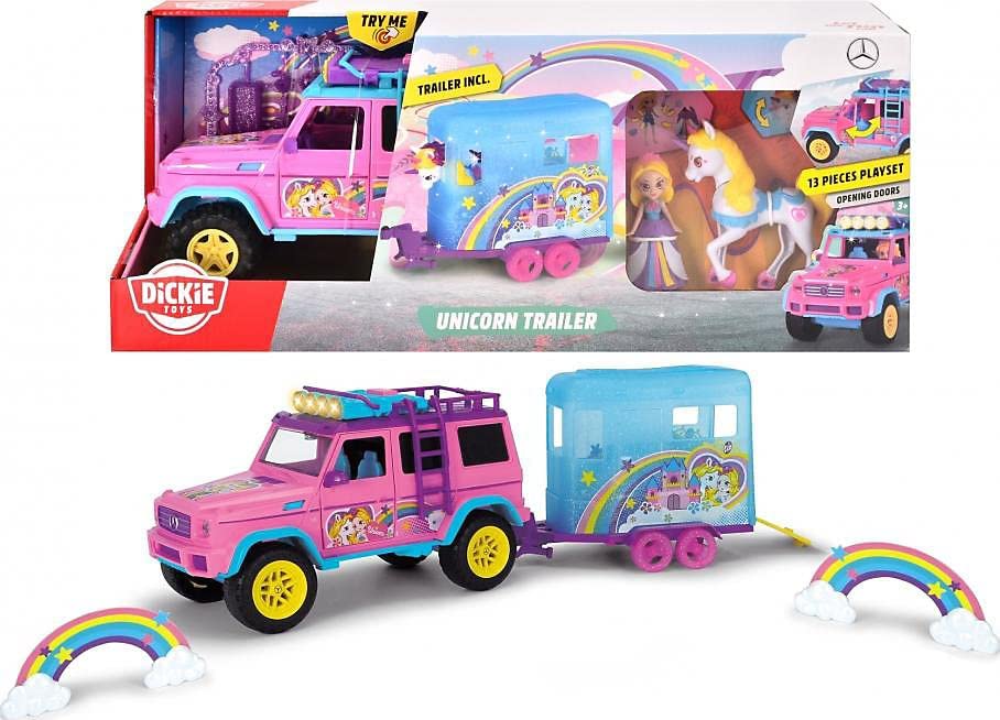 dickie-go-real-unicorn-trailer-einhorn-truck-mit-pferdeanh-nger image 8