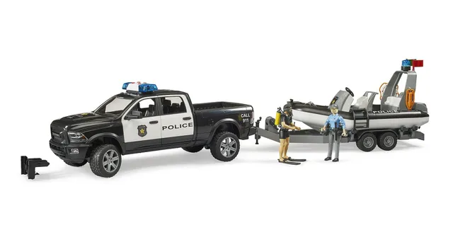 bruder-profi-02507-ram-2500-polizei-pickup-boot-anh-nger-1-16 image 1