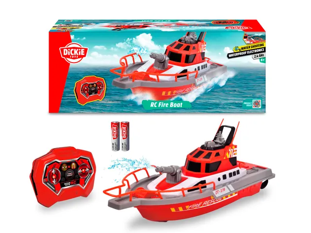 dickie-sos-feuerwehrboot-rc-spielzeugboot-wasserspritze-27mhz image 1