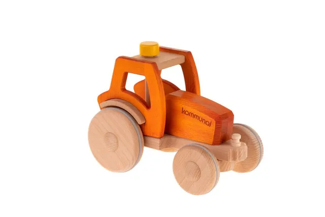 dynamiko-hans-kommunaltraktor-orange-holztraktor-lenkbar image 1
