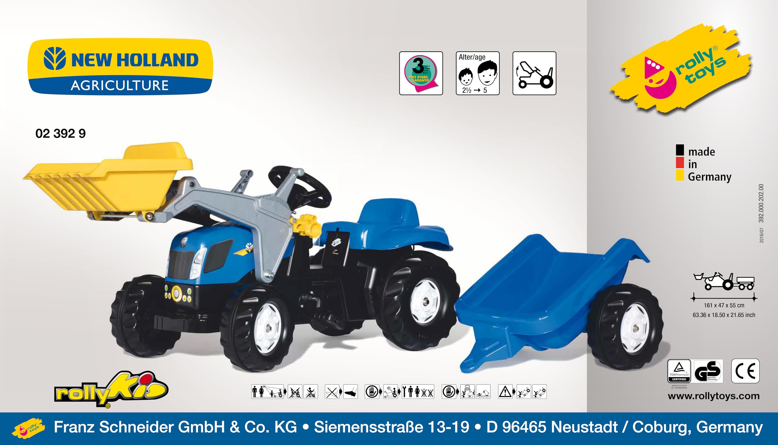 rolly-toys-rollykid-new-holland-t7040-trettraktor-anh-nger image 5