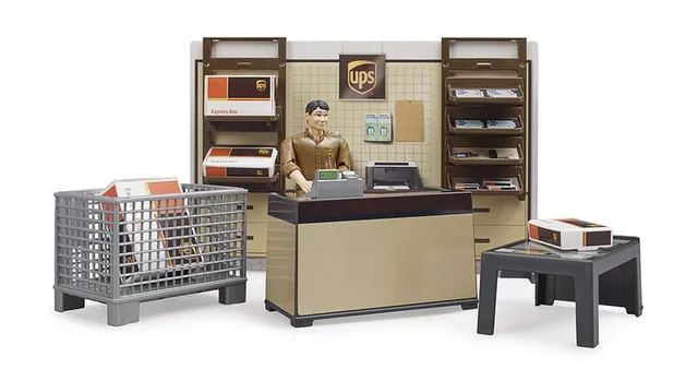 bruder-bworld-62250-ups-paketshop-spielset-mit-figur-1-16 image 1