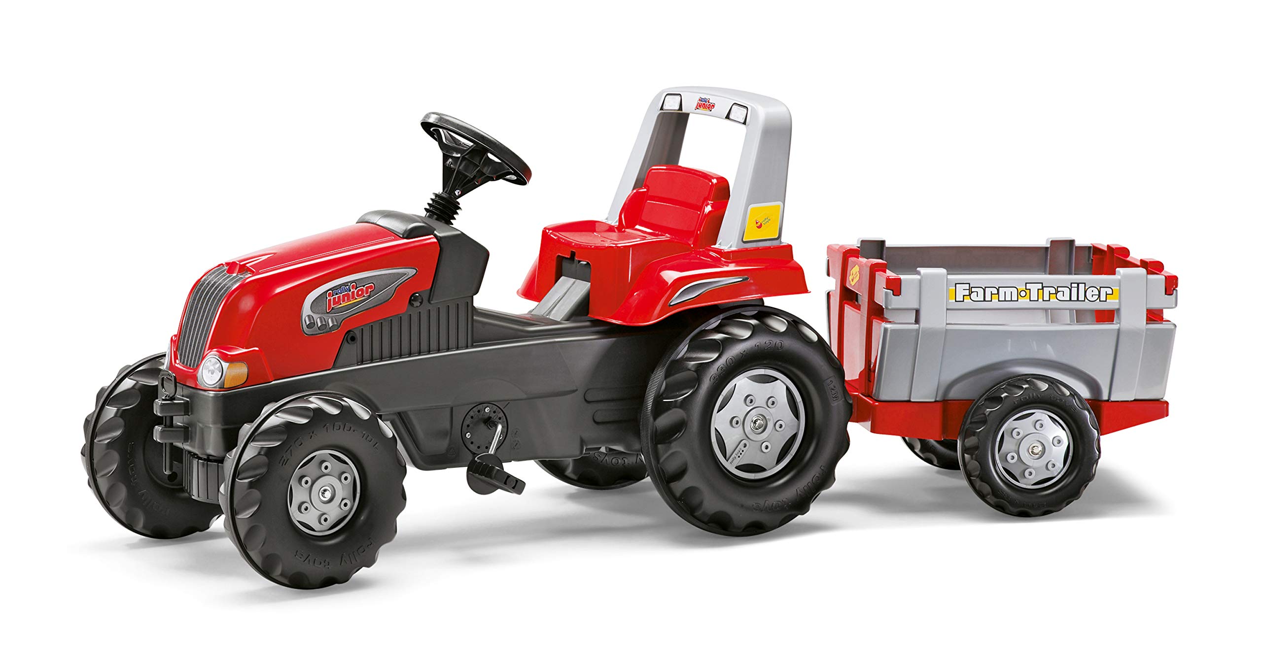 rolly-toys-rollyjunior-rt-trettraktor-mit-anh-nger-rot-schwarz image 1