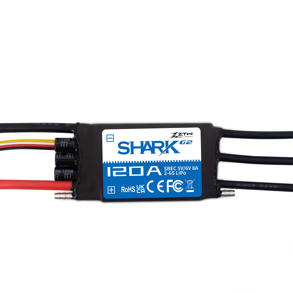 ztw-shark-g2-120a-esc-2-6s-regler-f-r-rc-boot image 2