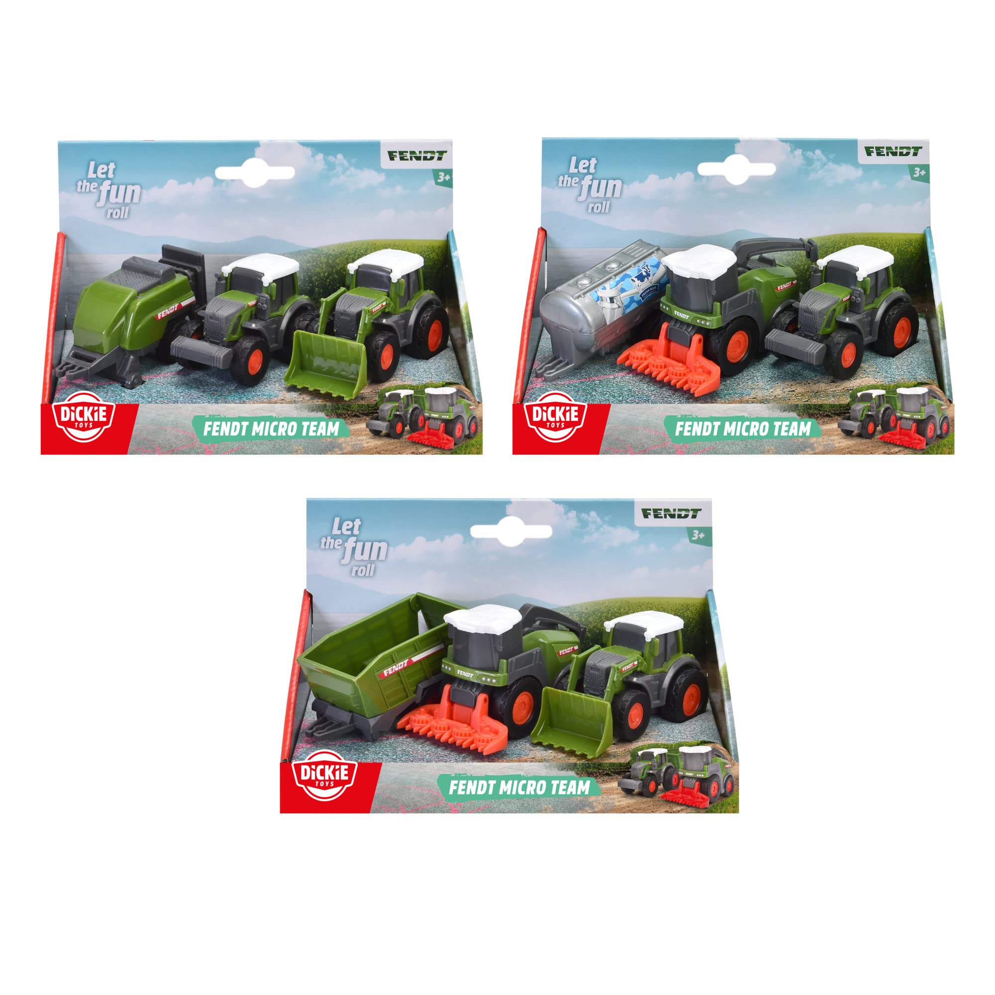 dickie-go-real-fendt-micro-team-traktor-9-cm-zufalls-set image 7