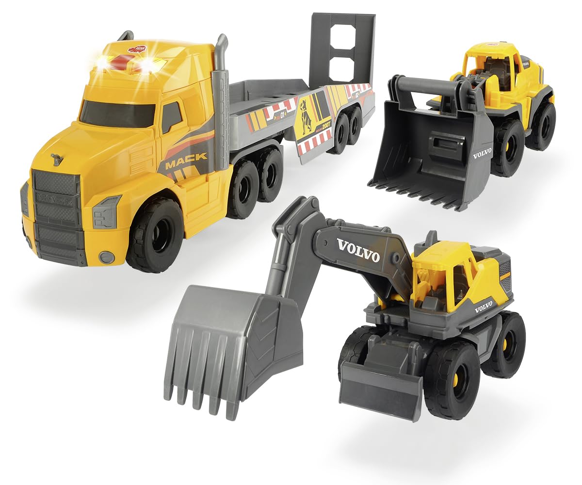 dickie-go-real-volvo-mack-truck-lkw-70cm-mit-bagger image 2
