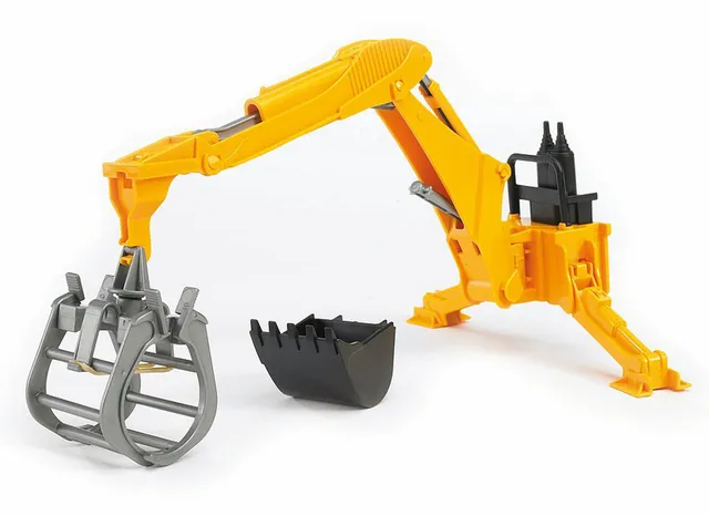 bruder-profi-02338-heckbagger-anbauger-t-mit-greifer-und-schaufel image 1