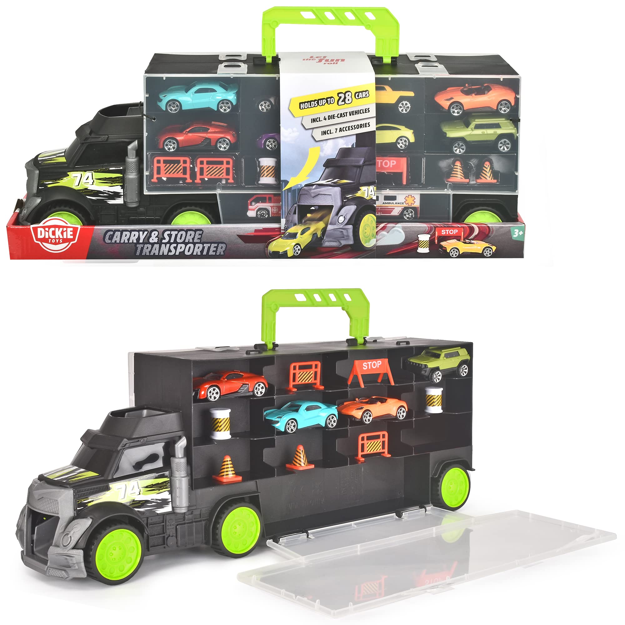 dickie-toys-go-real-carry-store-transporter-lkw-f-r-28-autos-inkl-4-autos image 7
