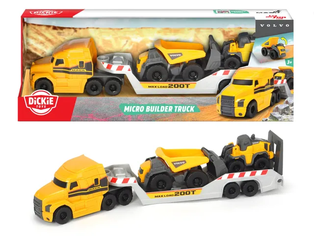 dickie-toys-go-real-mack-volvo-truck-mit-2-baufahrzeugen-32cm image 1