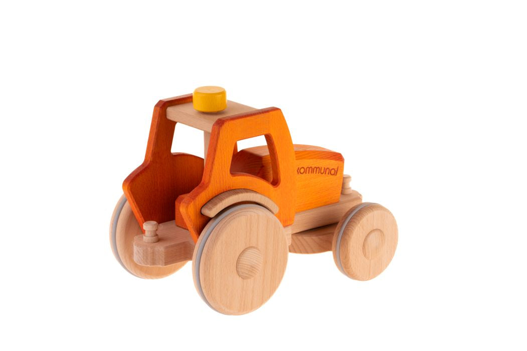 dynamiko-hans-kommunaltraktor-orange-holztraktor-lenkbar image 3