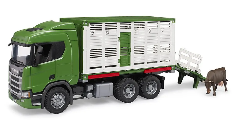 bruder-profi-series-scania-super-560r-tiertransporter-mit-rind image 1