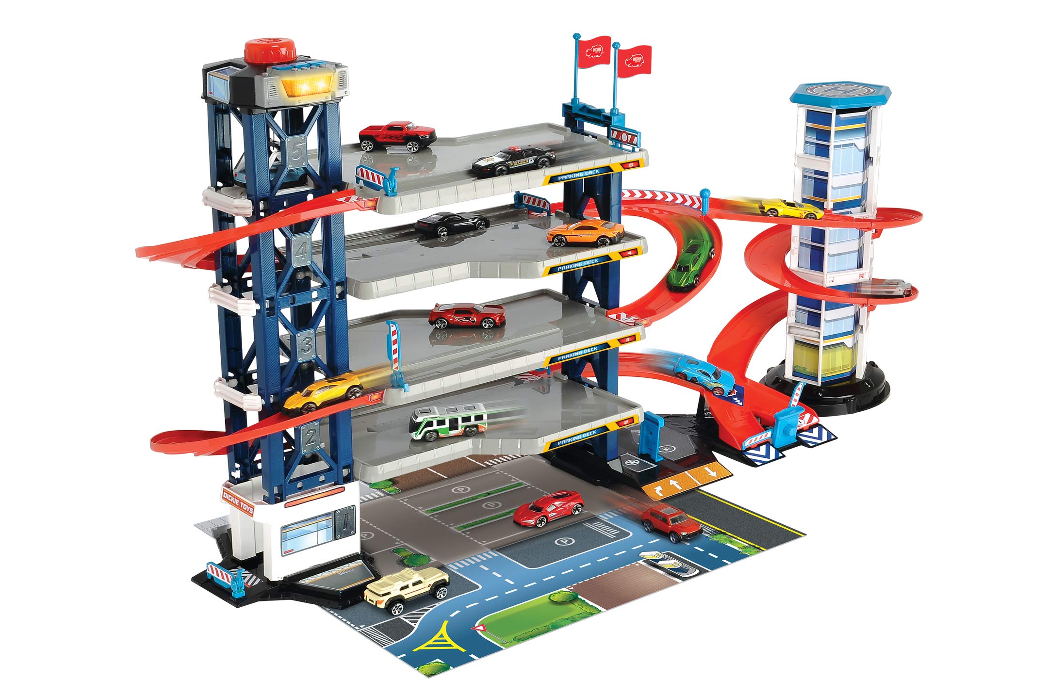 dickie-go-action-parking-garage-parkhaus-4-etagen-mit-autos image 7
