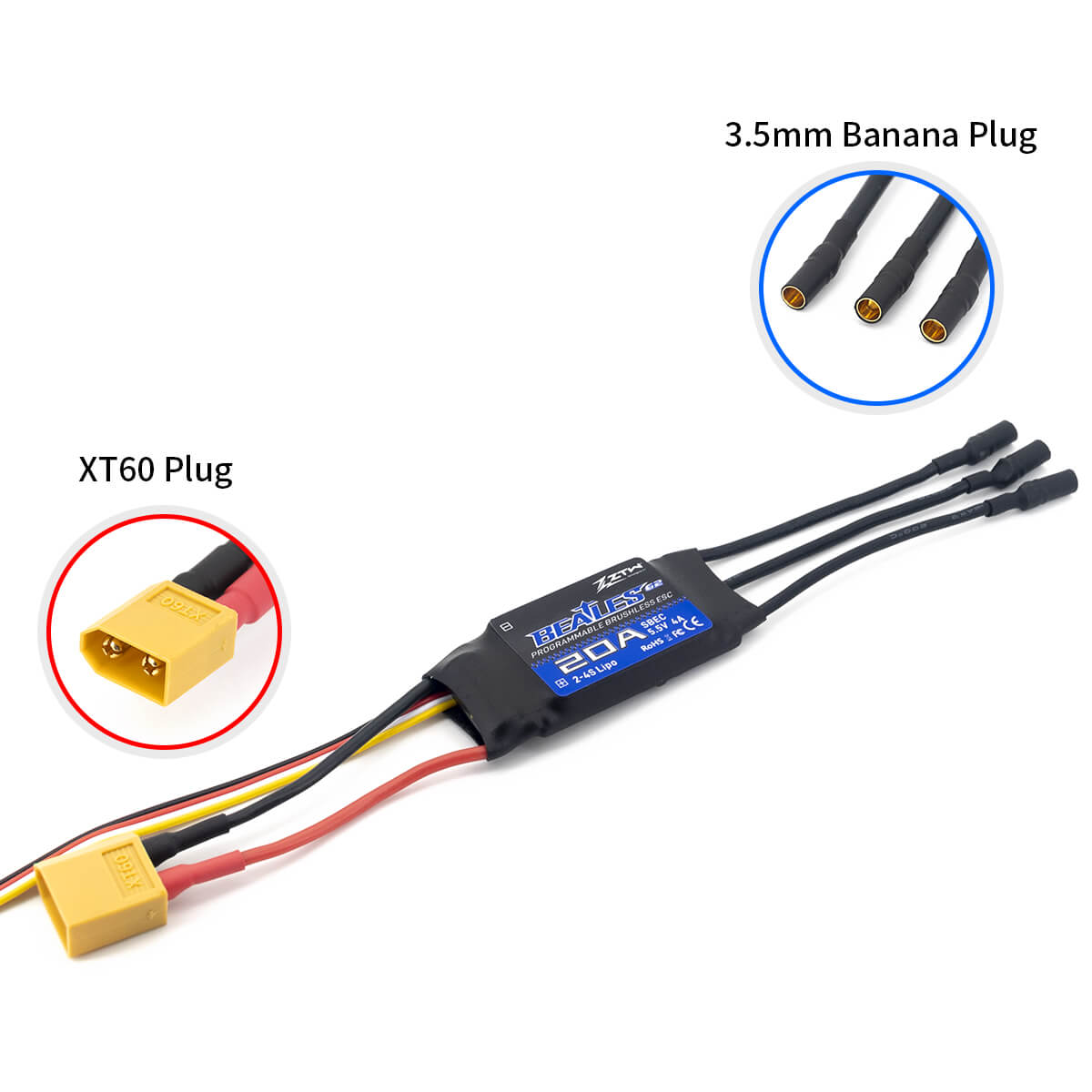 ztw-beatles-g2-20a-esc-regler-2-4s-sbec-flugzeug-ohne-stecker image 7