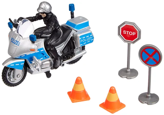 dickie-toys-sos-polizeimotorrad-10-cm-mit-figur-und-pylonen image 1