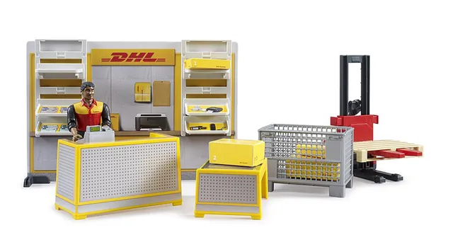 bruder-bworld-62251-dhl-paketshop-spielset-mit-mitarbeiter image 1