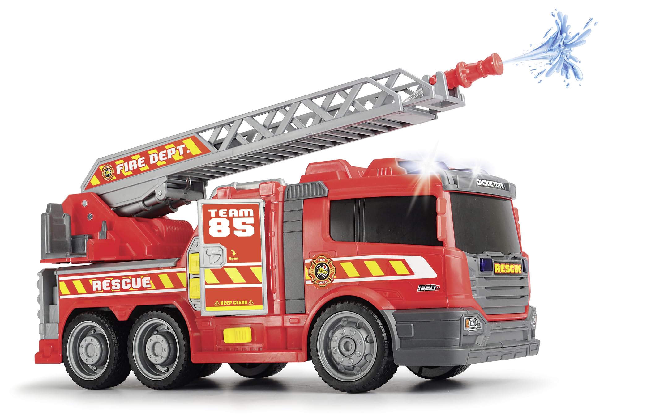dickie-sos-fire-fighter-feuerwehrauto-36-cm-mit-wasserspritze image 2