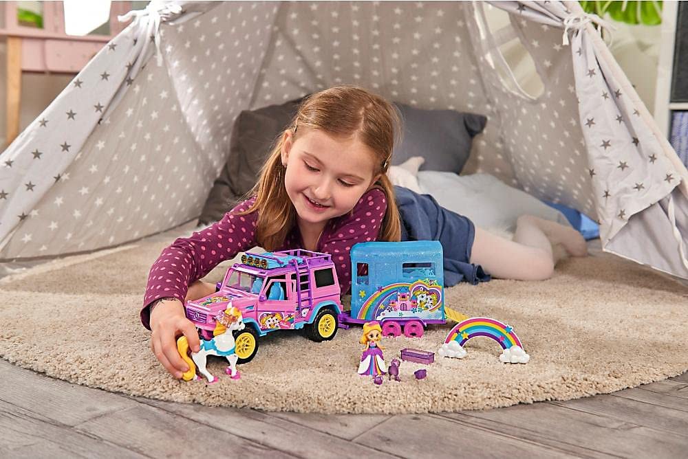 dickie-go-real-unicorn-trailer-einhorn-truck-mit-pferdeanh-nger image 2