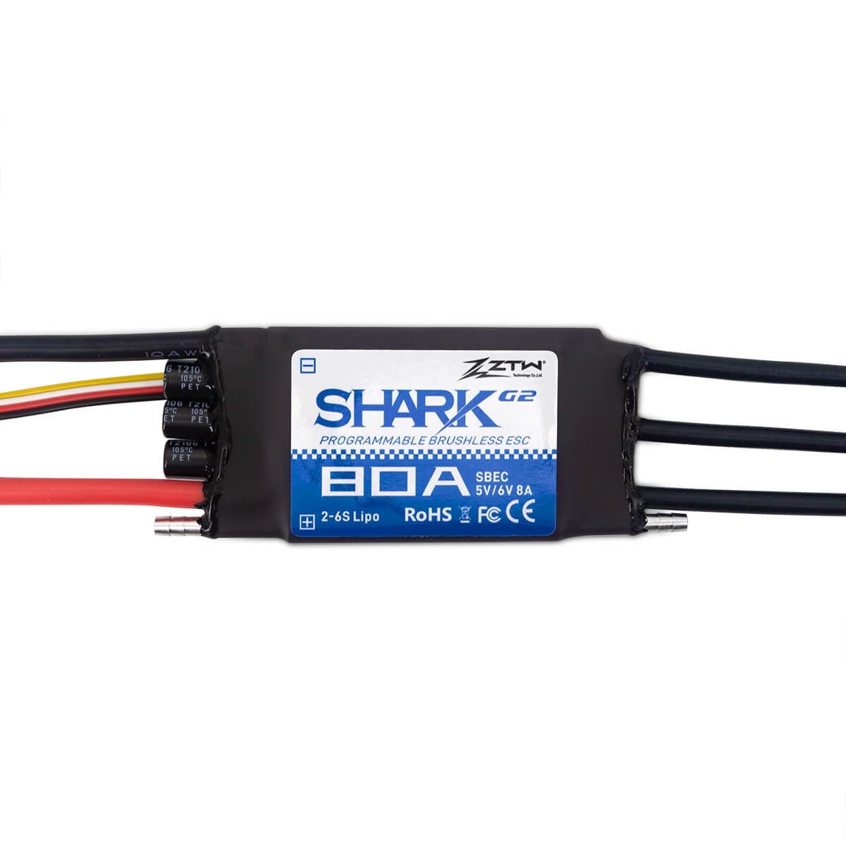 ztw-shark-g2-80a-esc-boot-regler-ohne-stecker-2-6s-wasserdicht image 2