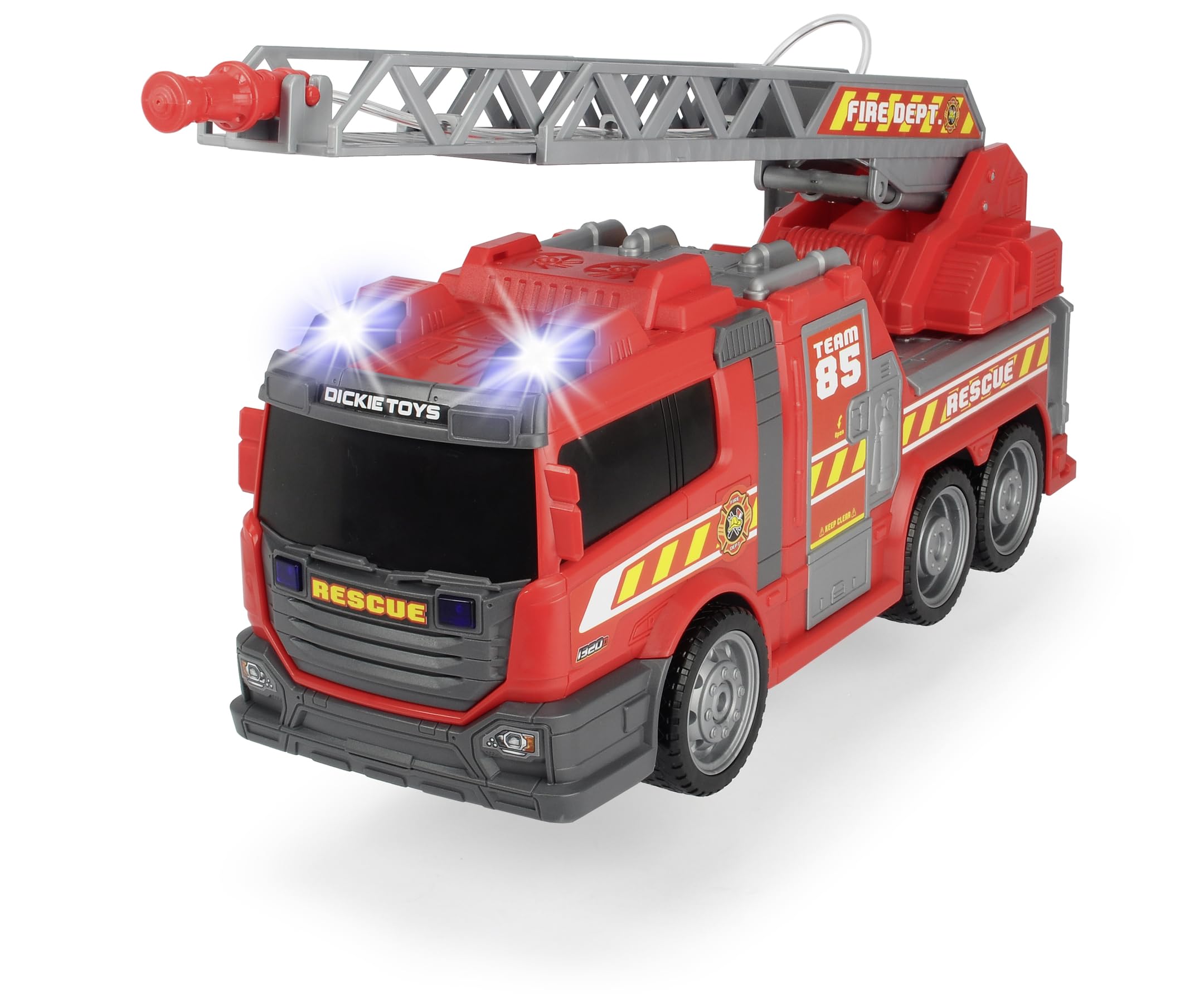 dickie-sos-fire-fighter-feuerwehrauto-36-cm-mit-wasserspritze image 1