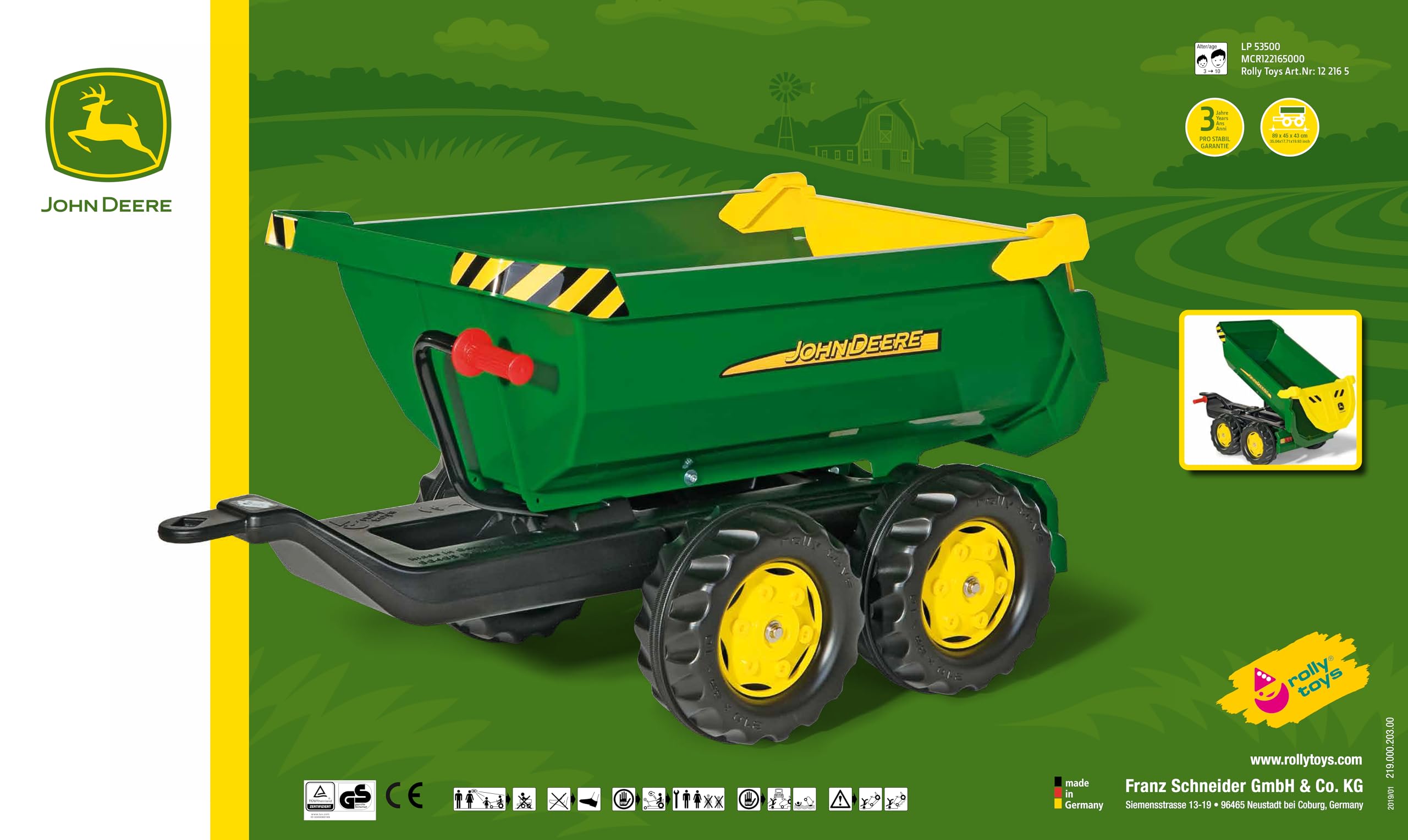 rolly-toys-rollytrailer-halfpipe-john-deere-kipper-2-achs image 7