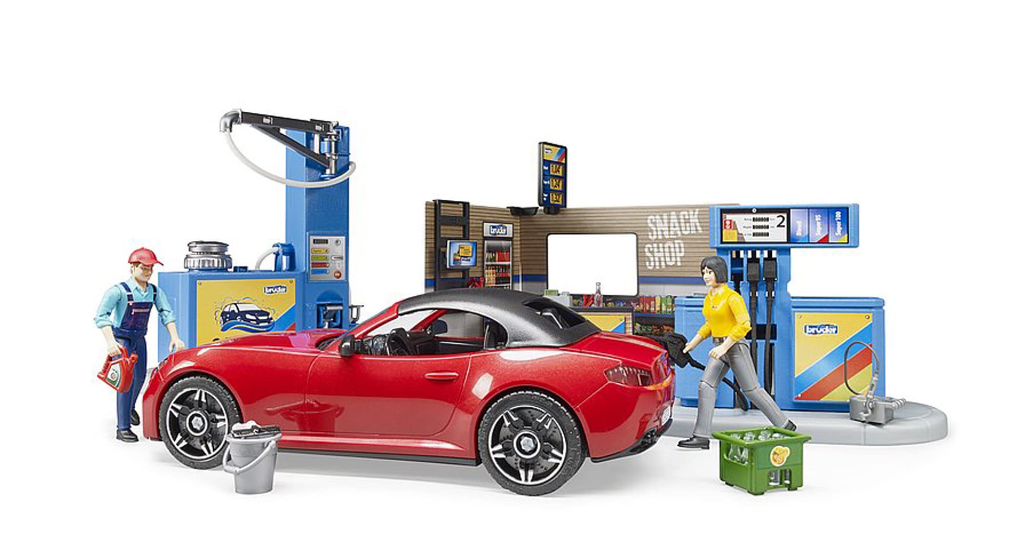 bruder-bworld-62111-tankstelle-spielset-mit-roadster image 3