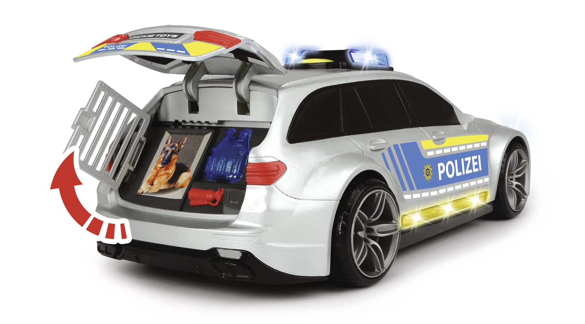 dickie-toys-sos-mercedes-amg-e43-polizeiauto-30cm-silber-blau-sound image 4