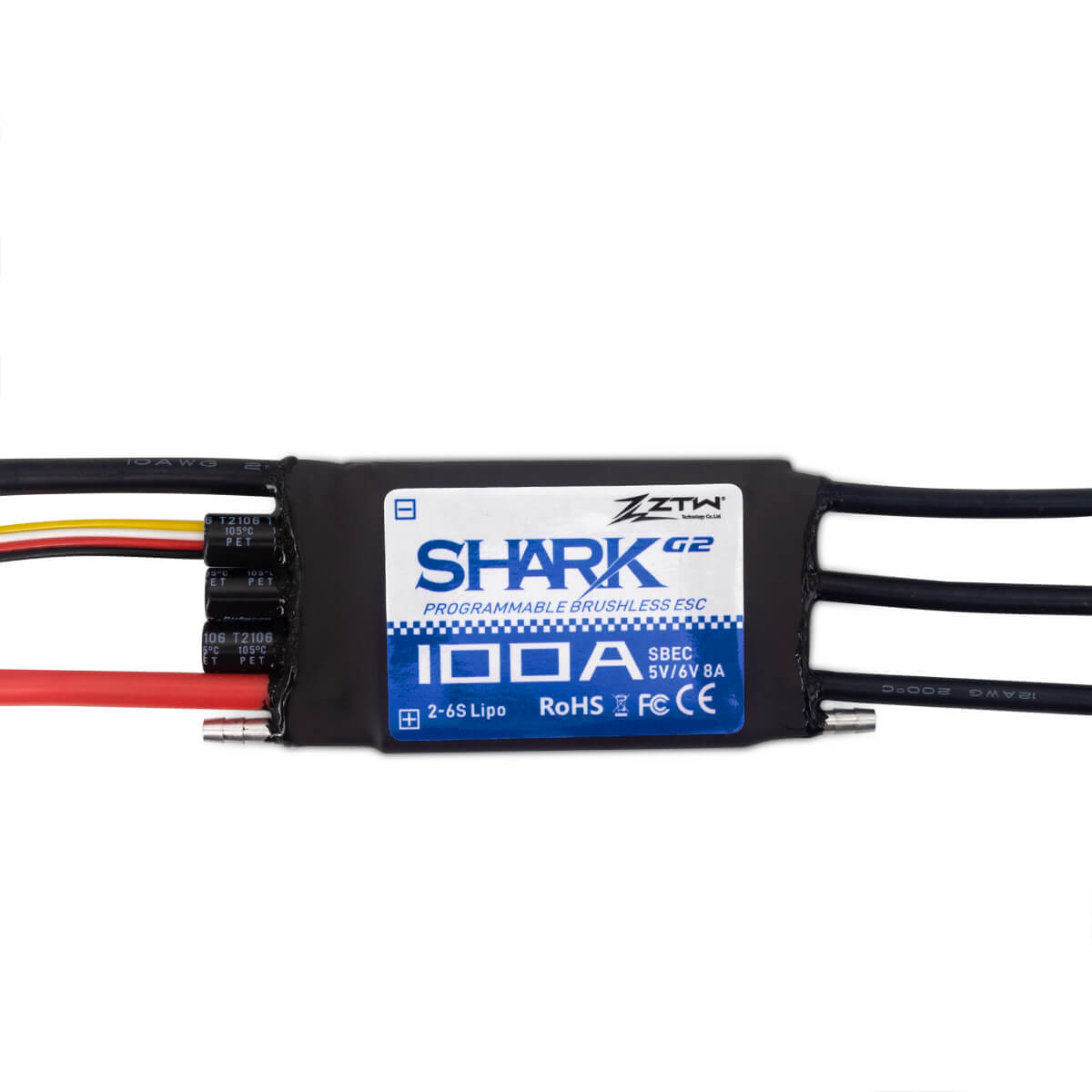 ztw-shark-g2-100a-bootsregler-2-6s-sbec-ohne-stecker image 2
