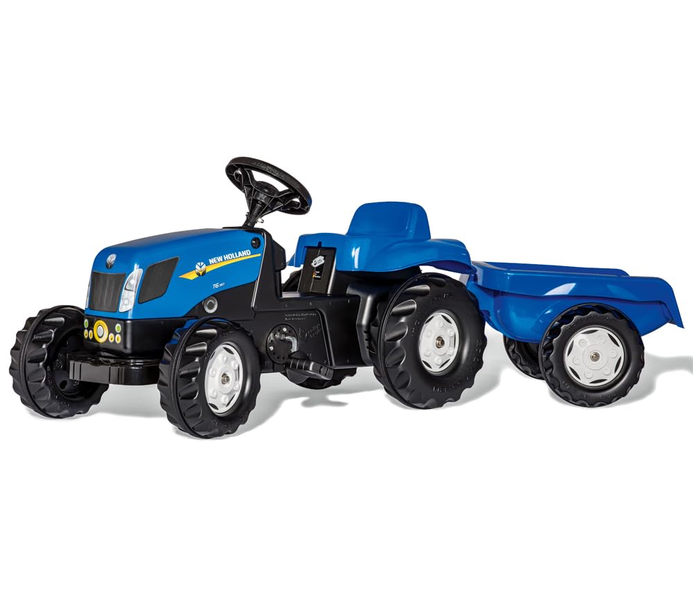 rolly-toys-rollykid-nh-t7040-trettraktor-mit-anh-nger-blau image 1