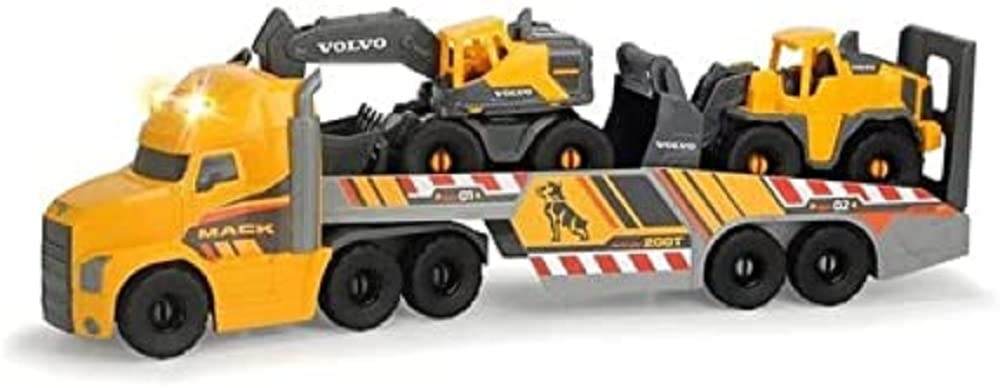 dickie-go-real-volvo-mack-truck-lkw-70cm-mit-bagger image 1