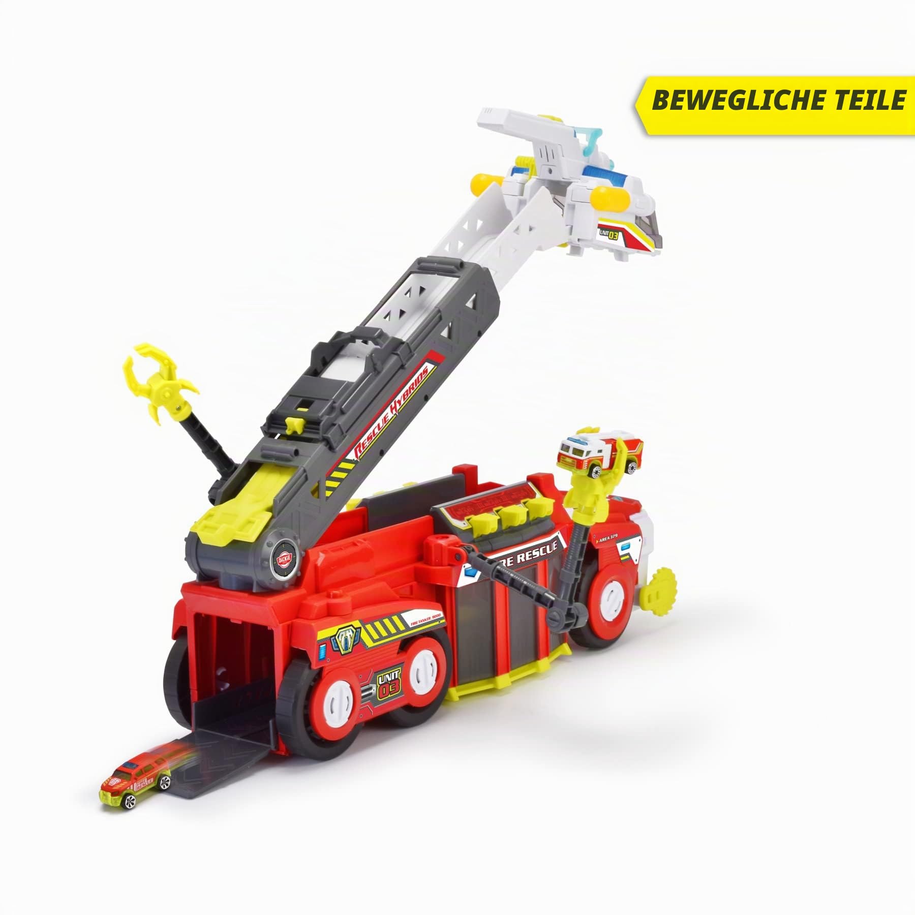 dickie-sos-rescue-hybrids-feuerwehrauto-55-cm-wasser-spritzfunktion image 2