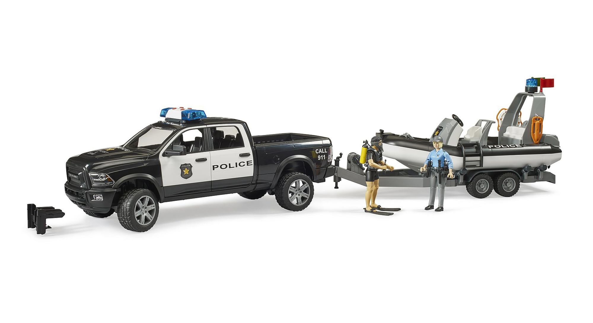 bruder-profi-02507-ram-2500-polizei-pickup-boot-anh-nger-1-16 image 1