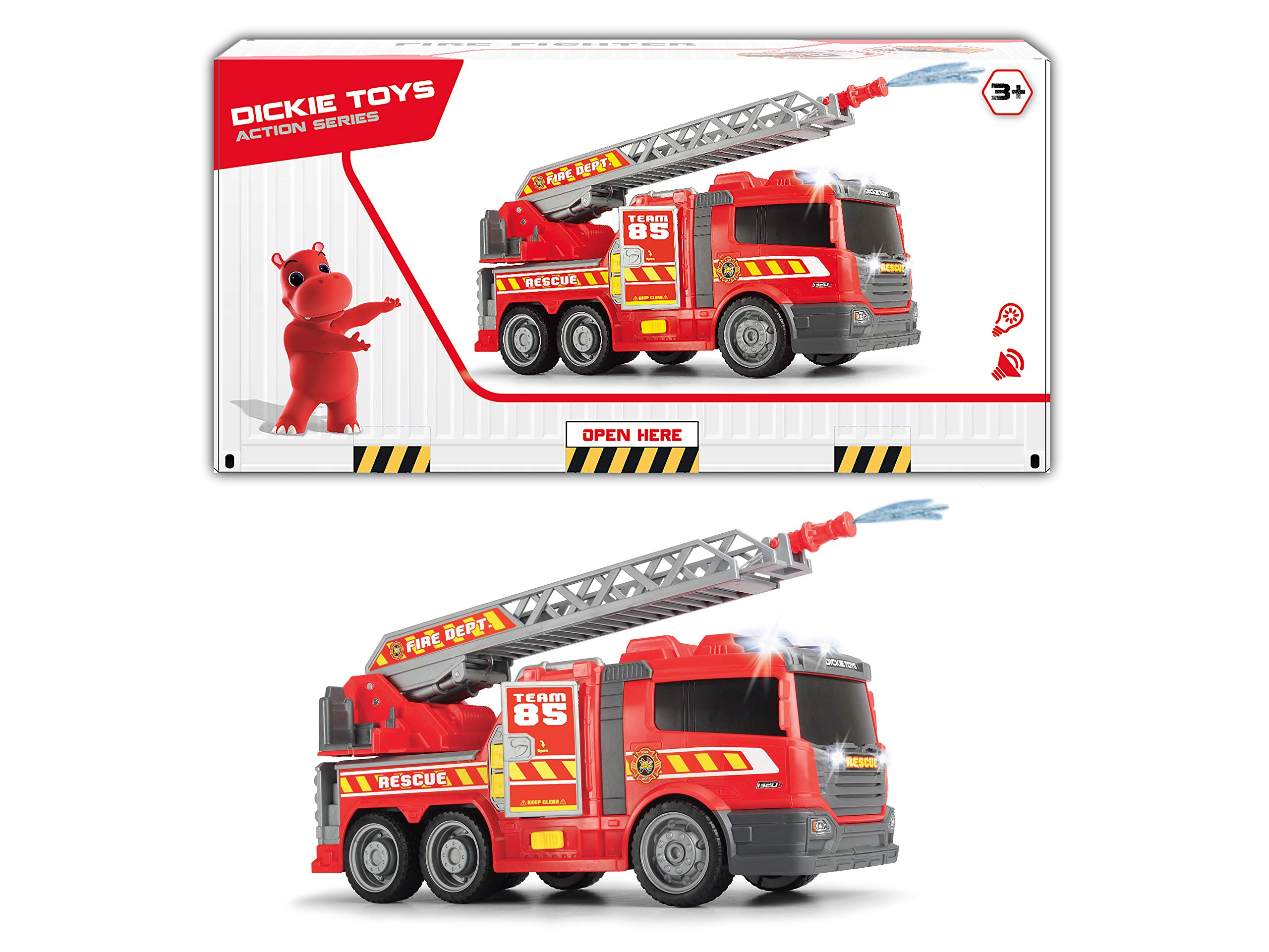 dickie-sos-fire-fighter-feuerwehrauto-36-cm-mit-pumpe image 1