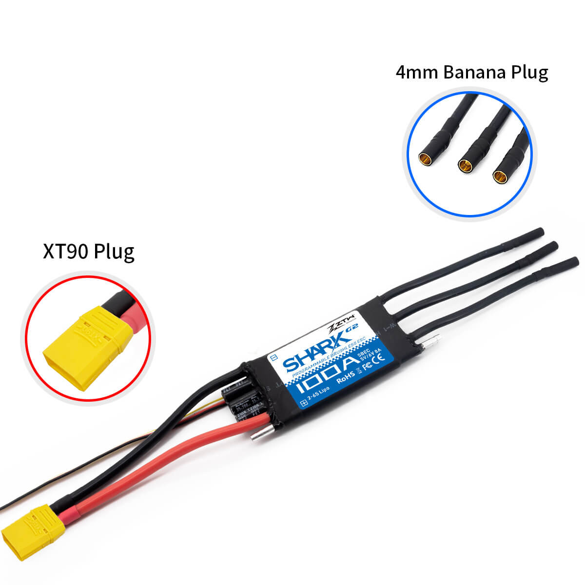 ztw-shark-g2-100a-bootsregler-2-6s-sbec-ohne-stecker image 7
