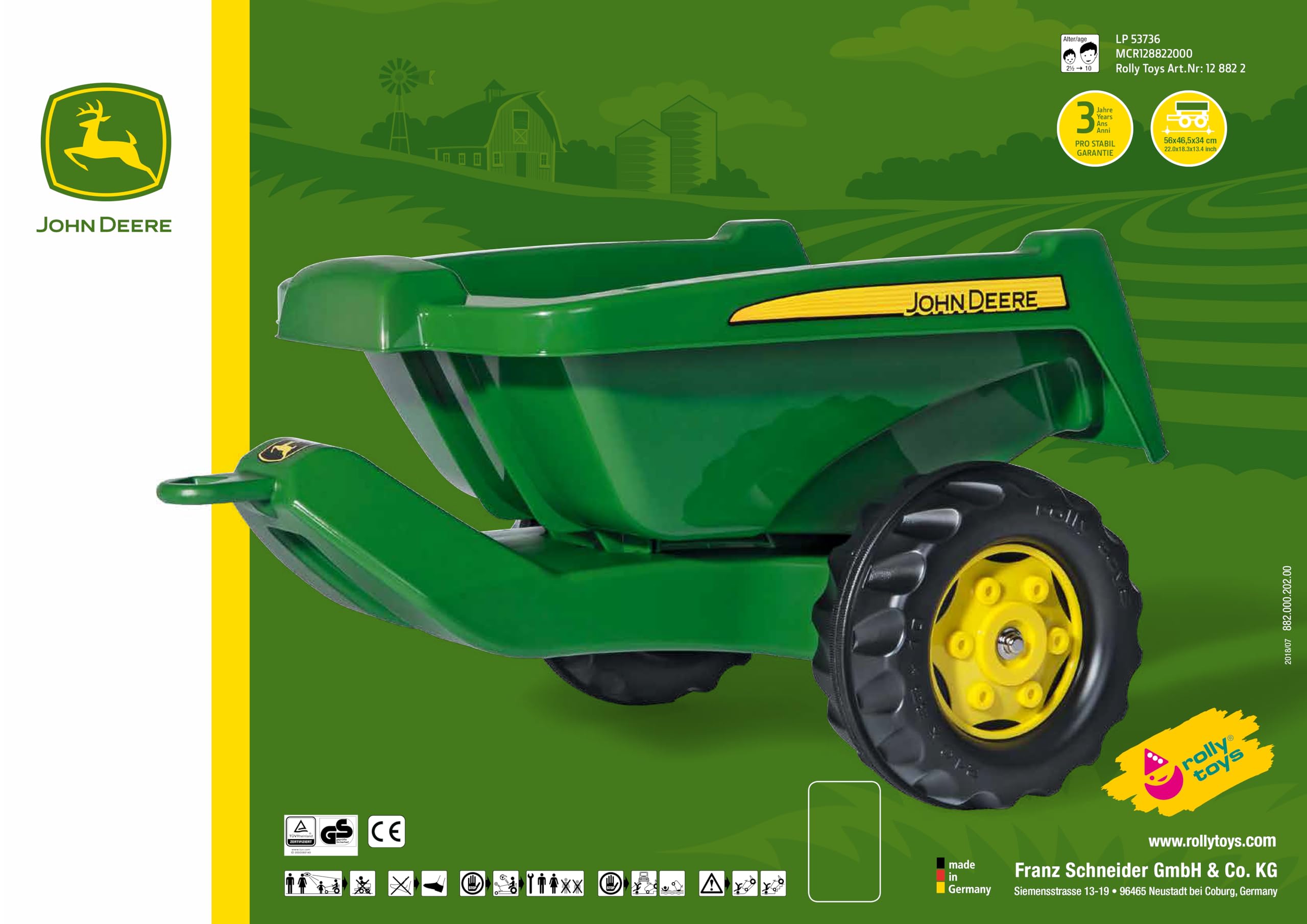 rolly-toys-rollytrailer-rollykipper-ii-anh-nger-john-deere-kippfunktion image 5