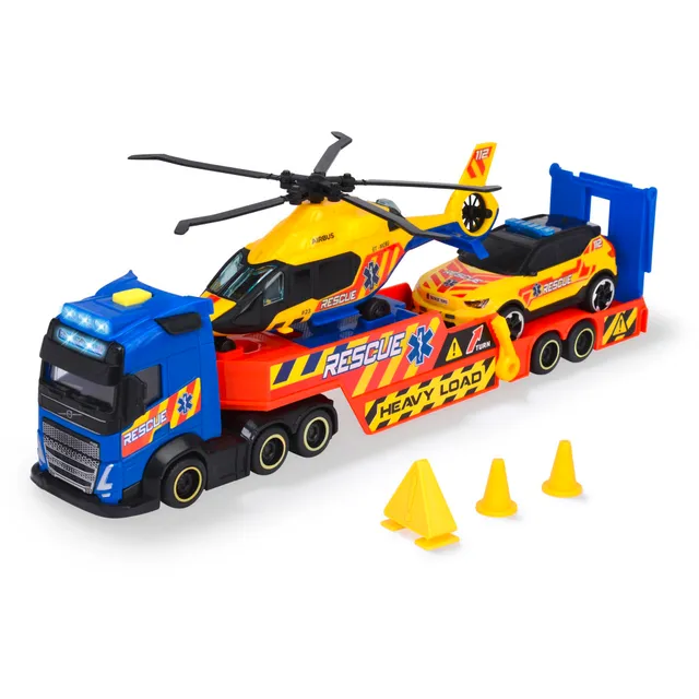 dickie-sos-3er-set-rettungs-fahrzeuge-volvo-helikopter image 1