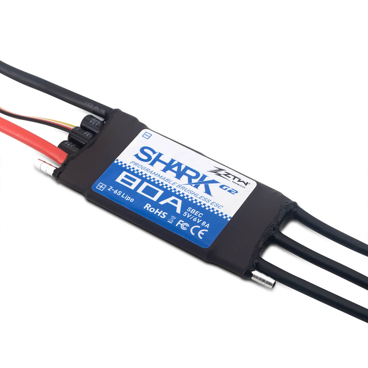 ztw-shark-g2-80a-esc-boot-regler-ohne-stecker-2-6s-wasserdicht image 3