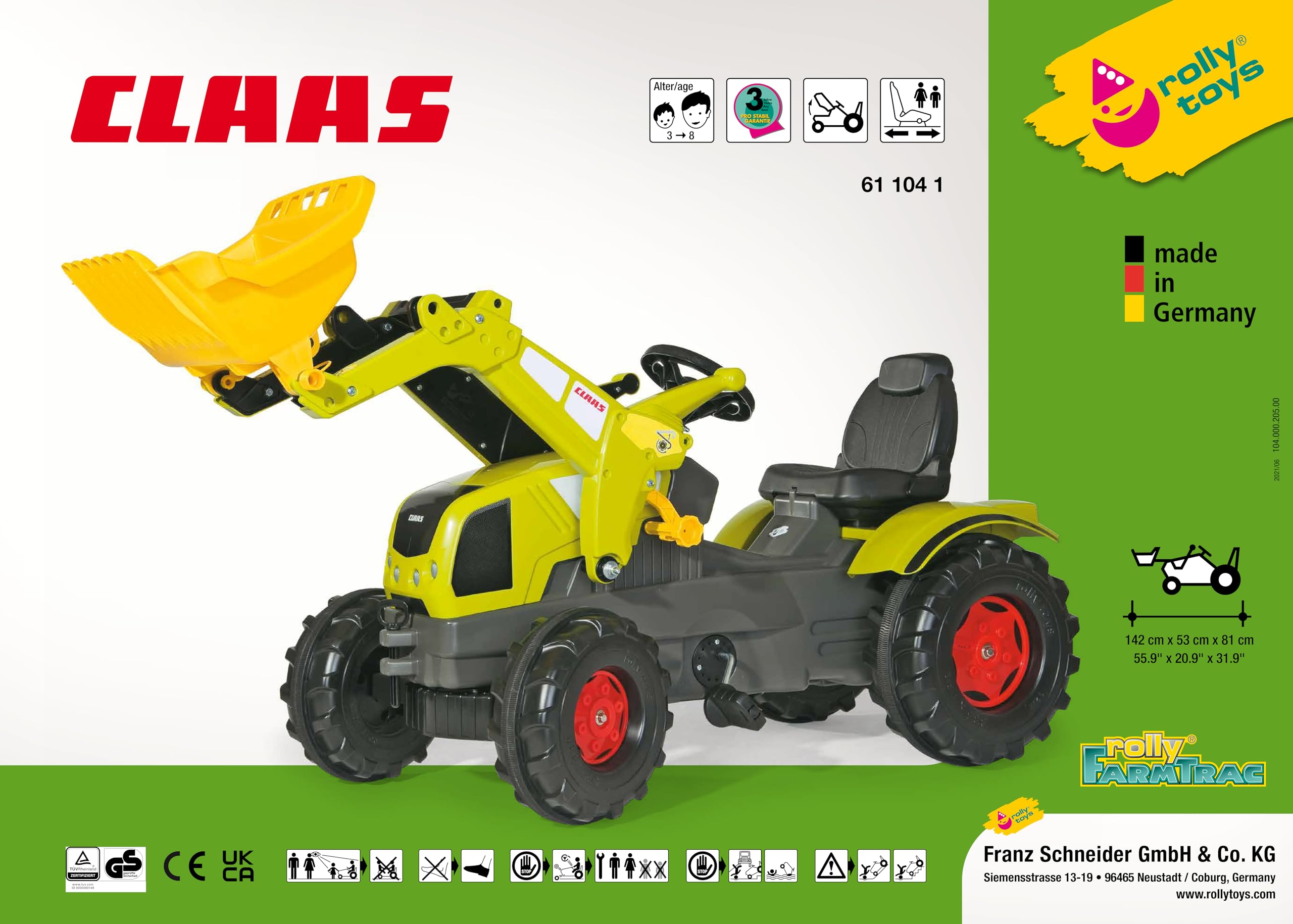 rolly-toys-rollyfarmtrac-611041-claas-axos-trettraktor-lader image 3