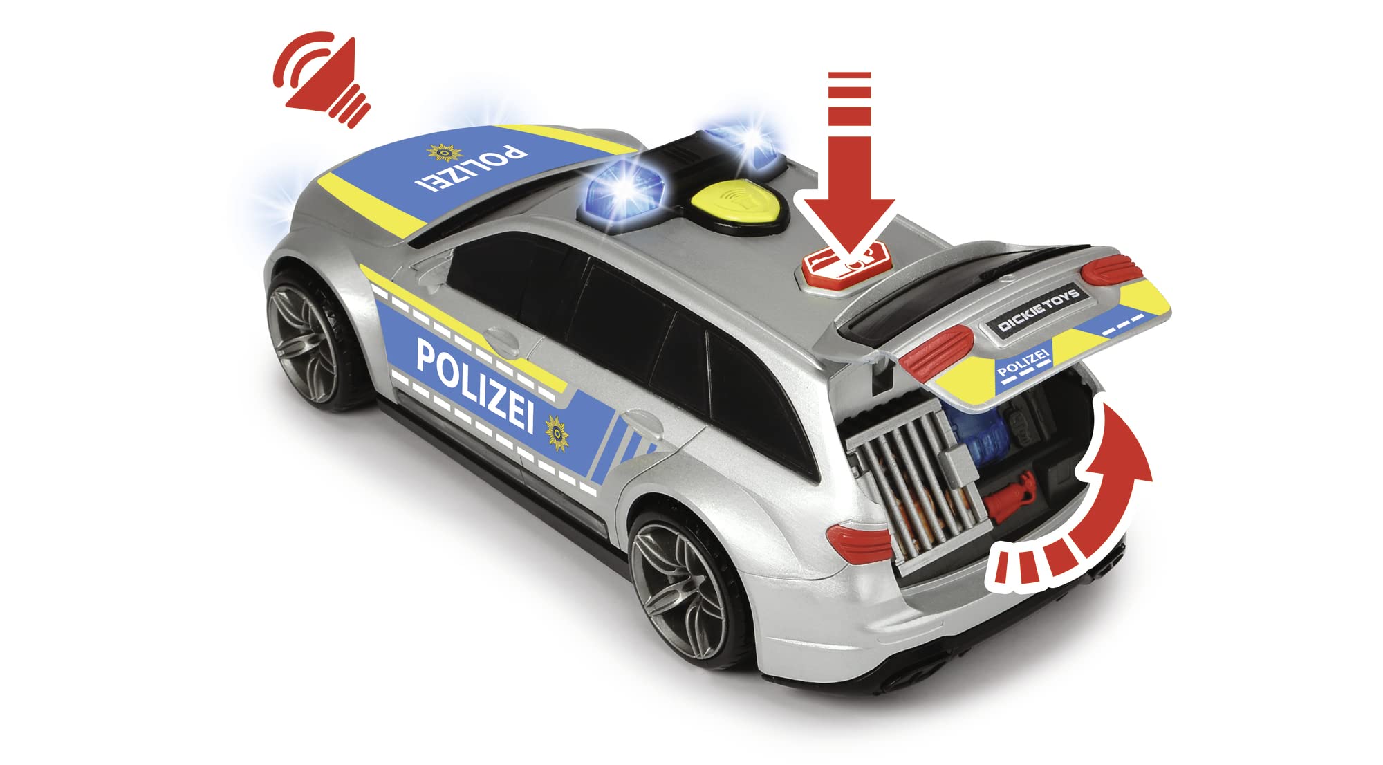 dickie-toys-sos-mercedes-amg-e43-polizeiauto-30cm-silber-blau-sound image 3