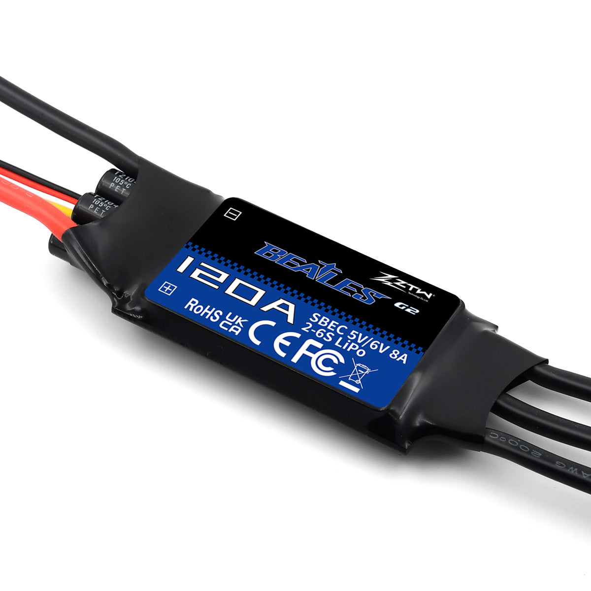 ztw-beatles-g2-120a-fahrtregler-2-6s-sbec-ohne-stecker image 2