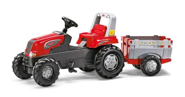 rolly-toys-rollyjunior-rt-trettraktor-mit-anh-nger-rot-schwarz image 1