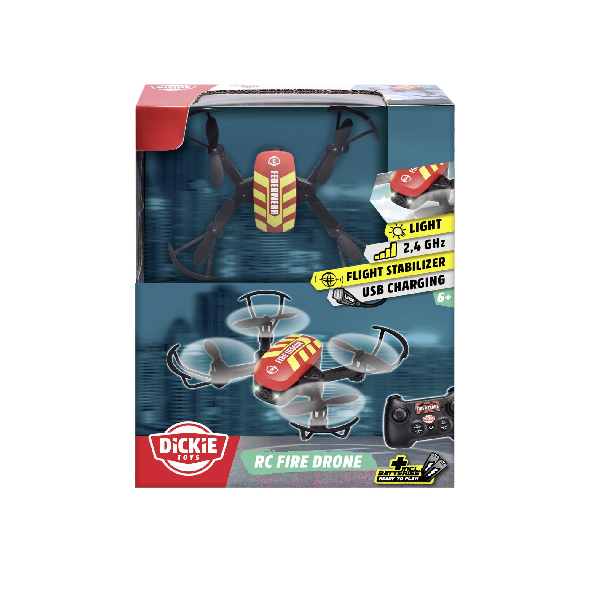 dickie-sos-rc-fire-drone-12-cm-feuerwehr-drohne-mit-licht image 7