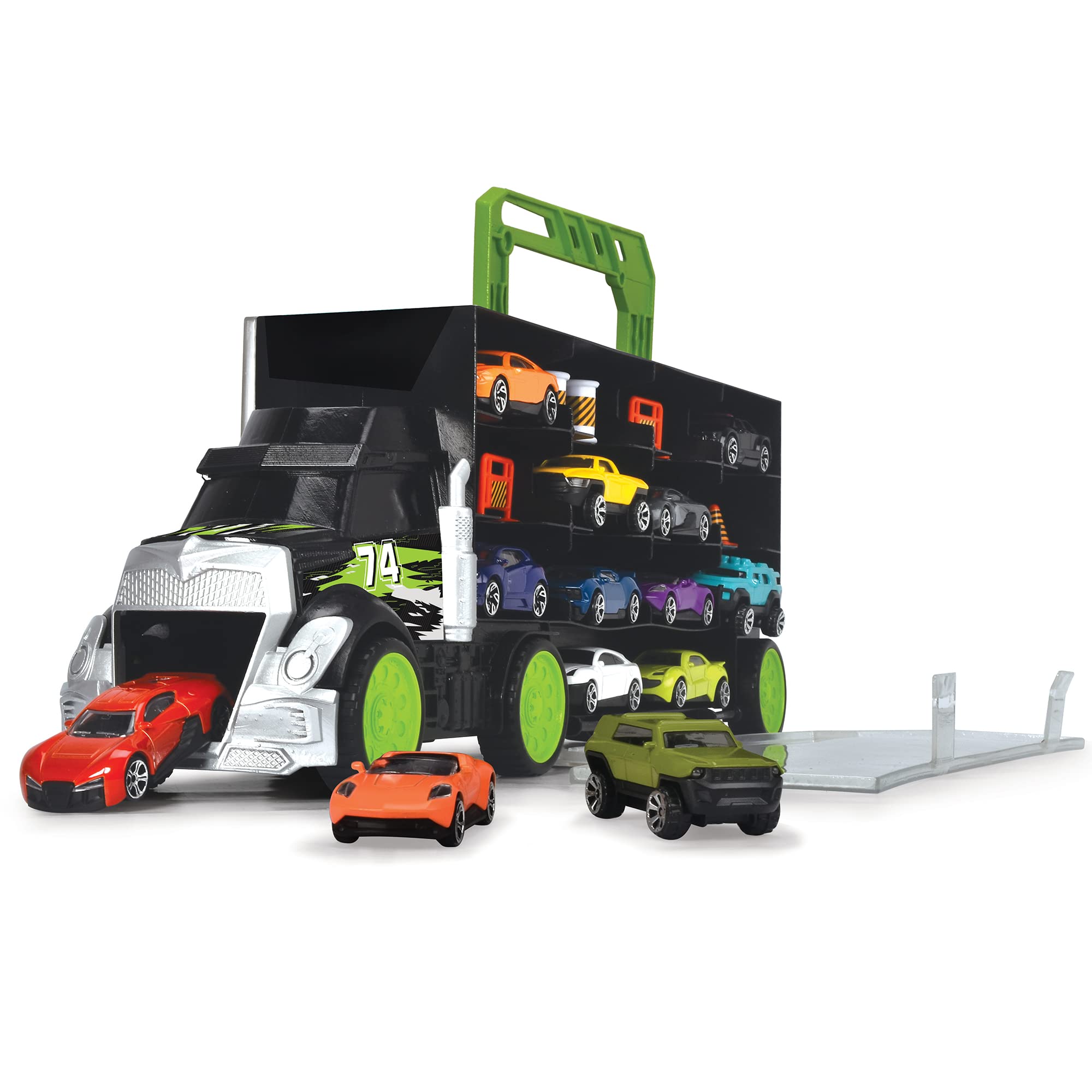 dickie-toys-go-real-carry-store-transporter-lkw-f-r-28-autos-inkl-4-autos image 4